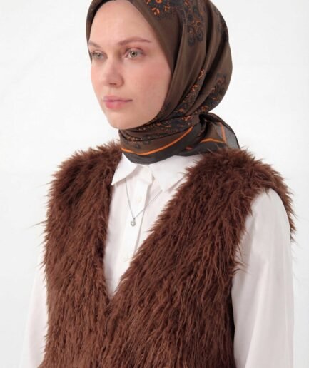 Viskon Velora Eşarp Dört Mevsim Barok Floral Desen Dumanlı Gri 90X90