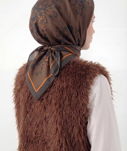 Viskon Velora Eşarp Dört Mevsim Barok Floral Desen Dumanlı Gri 90X90