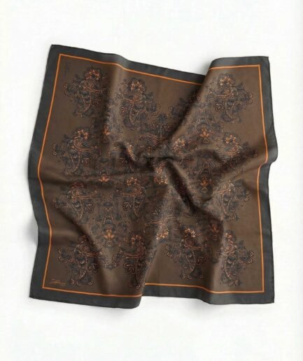Viskon Velora Eşarp Dört Mevsim Barok Floral Desen Dumanlı Gri 90X90