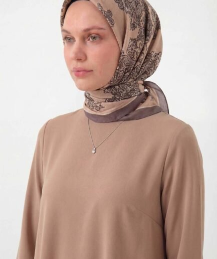 Viskon Velora Eşarp Dört Mevsim Barok Floral Desen Ten Rengi 90X90