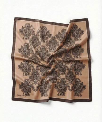 Viskon Velora Eşarp Dört Mevsim Barok Floral Desen Ten Rengi 90X90