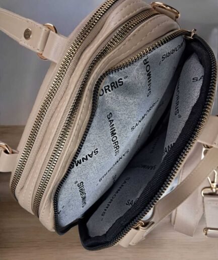 Kum- Açık Vizon Yumuşak Suni Deri Ayarlanabilir Çapraz Askılı Smart Casual Omuz ve El Çantası